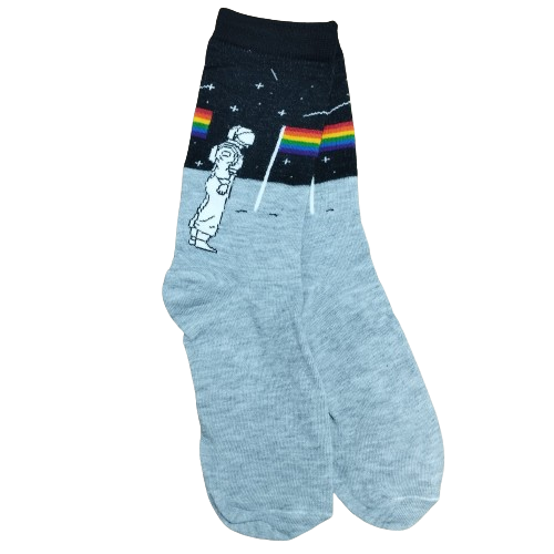Medias 3/4 Astronauta - Bandera arcoíris (fondo negro & gris)