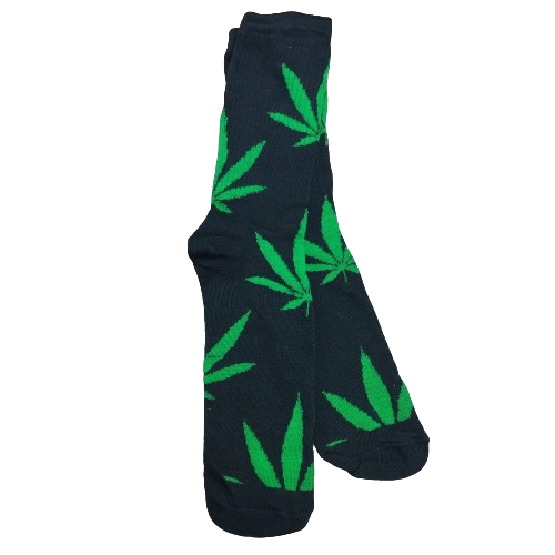 Medias 3/4 Hoja Cannabis (fondo negro)
