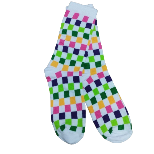 Medias 3/4 SKA - Cuadros multicolor (fondo blanco)