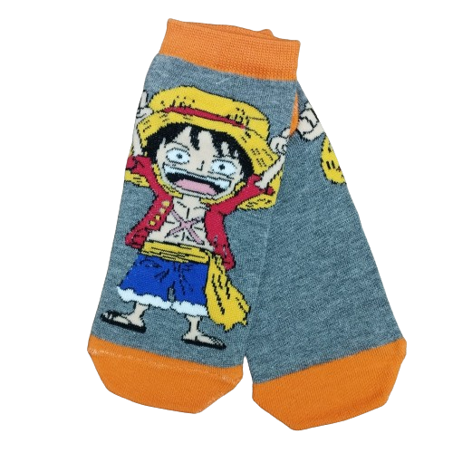 Medias Soquetes One Piece - Luffy (Fondo gris)