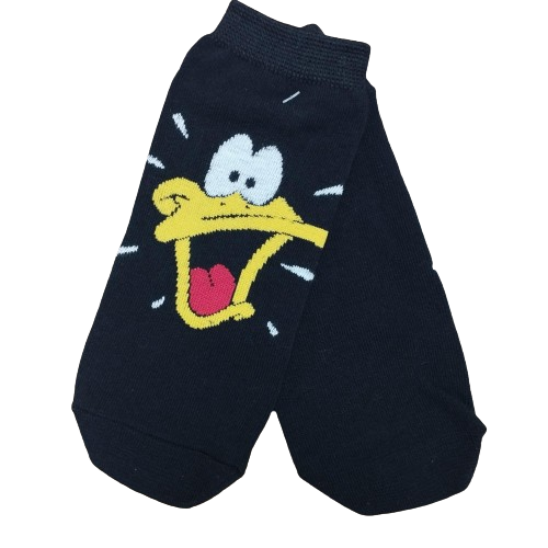 Medias Soquetes Looney Tunes - Pato Lucas (Fondo Negro)