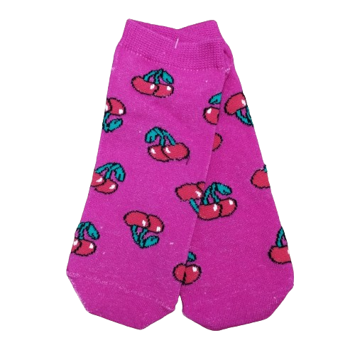 Medias Soquetes Cerezas (Fondo Fucsia)