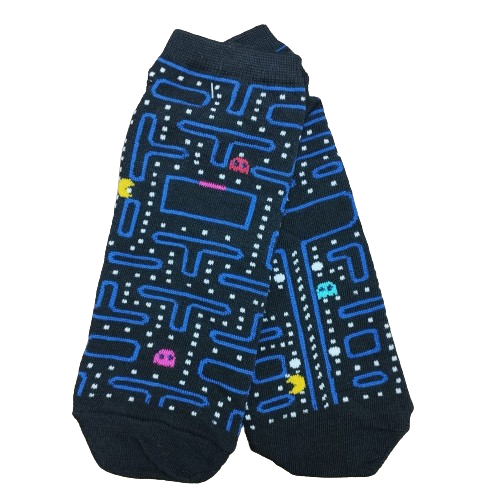 Medias Soquetes Pacman - Pacman & Fantasmas (Fondo Negro)
