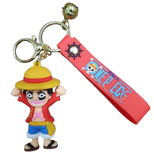 Llavero Goma 3D One Piece - Luffy Brazos Arriba (Correa con Cascabel)