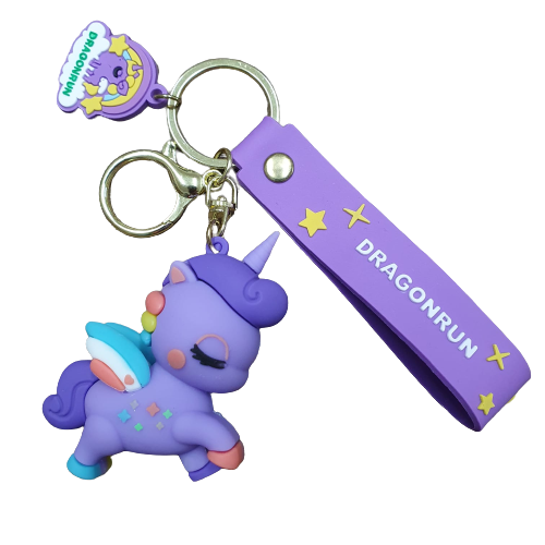 Llavero Goma 3D Unicornio Violeta