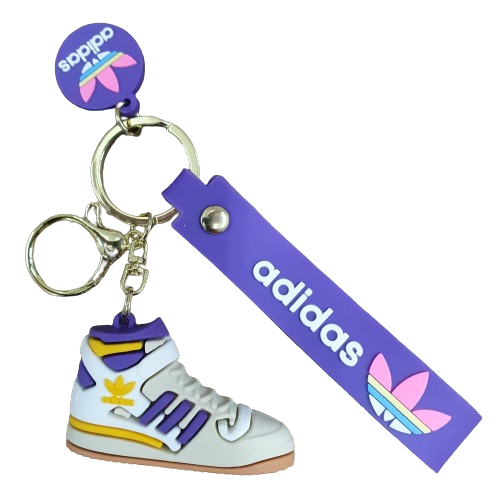 Llavero Goma 3D Zapatilla Adidas - Violeta con detalle Amarillo