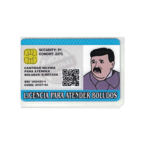 Credencial - Licencia para atender Boludos