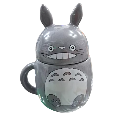 Taza con tapa cerámica Totoro